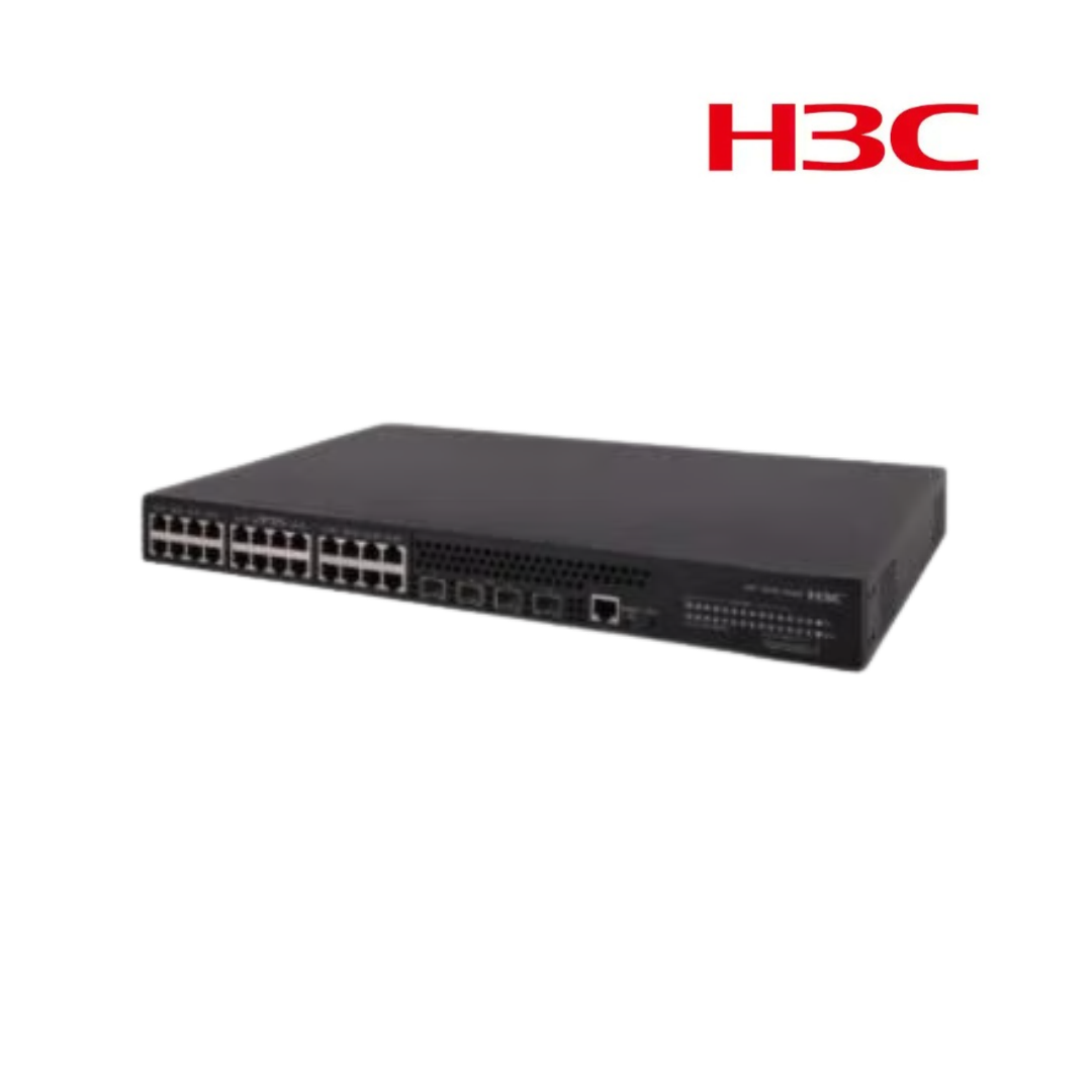 Switch H3C Capa 2 PoE+ de 24 Puertos Gigabit Ethernet y 4 Puertos SFP 1G/10G, 185W – S5130S-28S-PWR-E Switch H3C Capa 2 PoE+ de 24 Puertos Gigabit Ethernet y 4 Puertos SFP 1G/10G, 185W – S5130S-28S-PWR-E